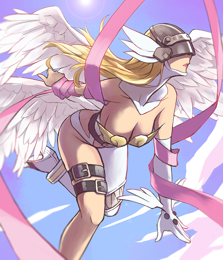 angewomon (digimon and 1 more) drawn by den_(kur0_yuki)