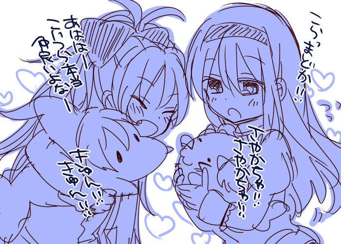 akemi homura, sakura kyoko, gomadoka, and sayakaba (mahou shoujo madoka magica) drawn by zawameki