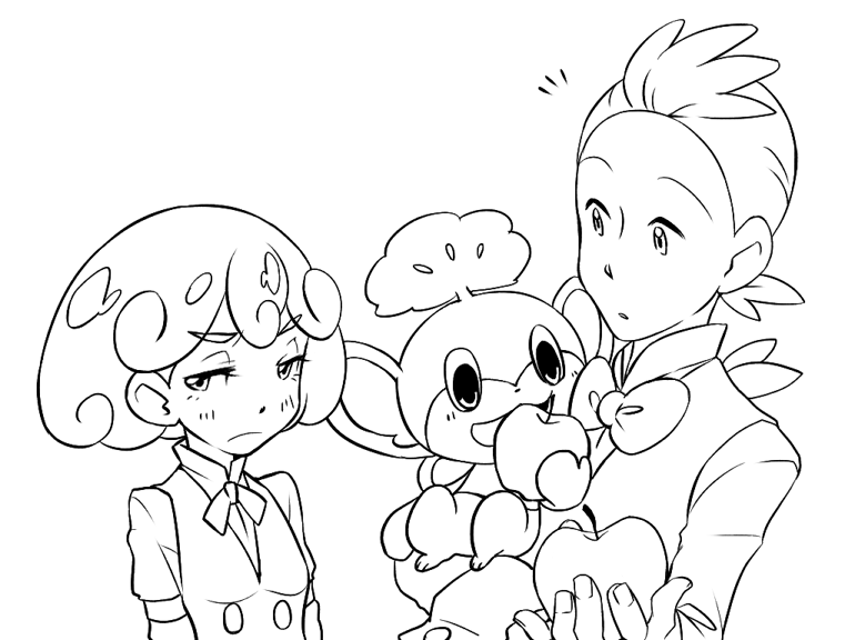 cilan, pansage, and burgundy (pokemon and 1 more) drawn by mizumori_namo