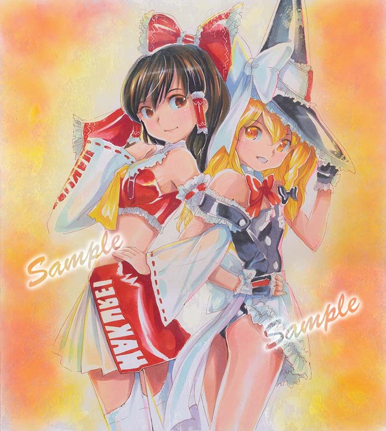 hakurei reimu and kirisame marisa (touhou) drawn by mayo_riyo