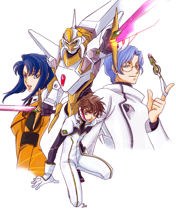 kururugi suzaku, cecile croomy, lancelot, lloyd asplund, and lancelot z-01 (code geass)
