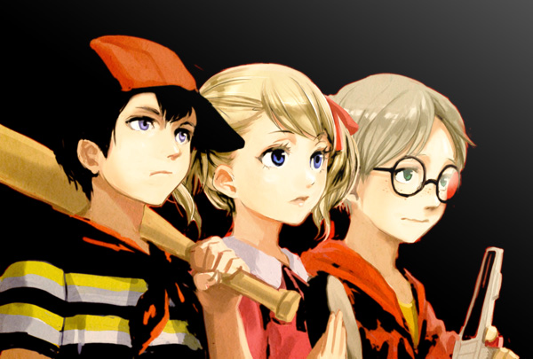 ninten, ana, and lloyd (mother and 1 more) drawn by sassa_(cb)
