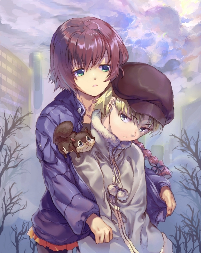 suou pavlichenko, july, and petya (darker than black) drawn by shounibyou_(shonibyodayo)
