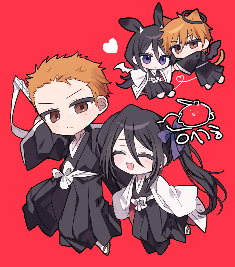 kuchiki rukia and kurosaki ichigo (bleach) drawn by g_ieep