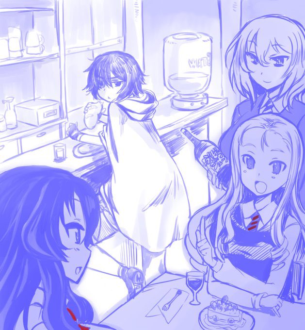 oshida, marie, hida ema, and eclair (girls und panzer and 2 more) drawn by nabeyu
