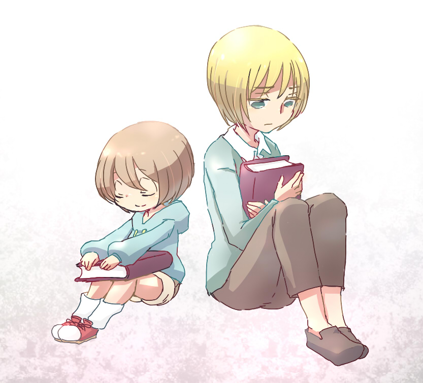 armin arlert and oyamada manta (shingeki no kyojin and 1 more) drawn by hazuki_kanako