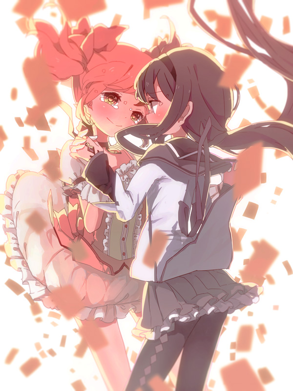 akemi homura and kaname madoka (mahou shoujo madoka magica) drawn by kinokoko-kino