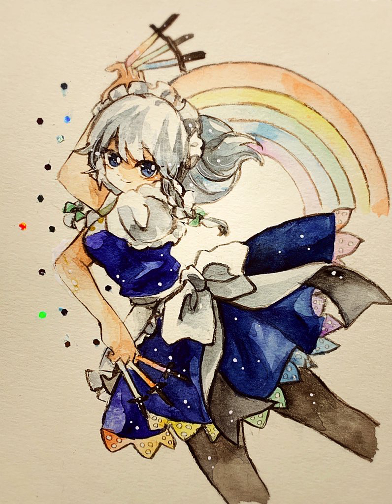 izayoi sakuya (touhou and 1 more) drawn by key747h