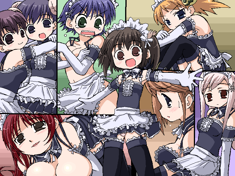 kousaka tamaki, komaki manaka, yuzuhara konomi, lucy maria misora, tonami yuma, and 3 more (to heart and 2 more) drawn by anonymous_(japanese)