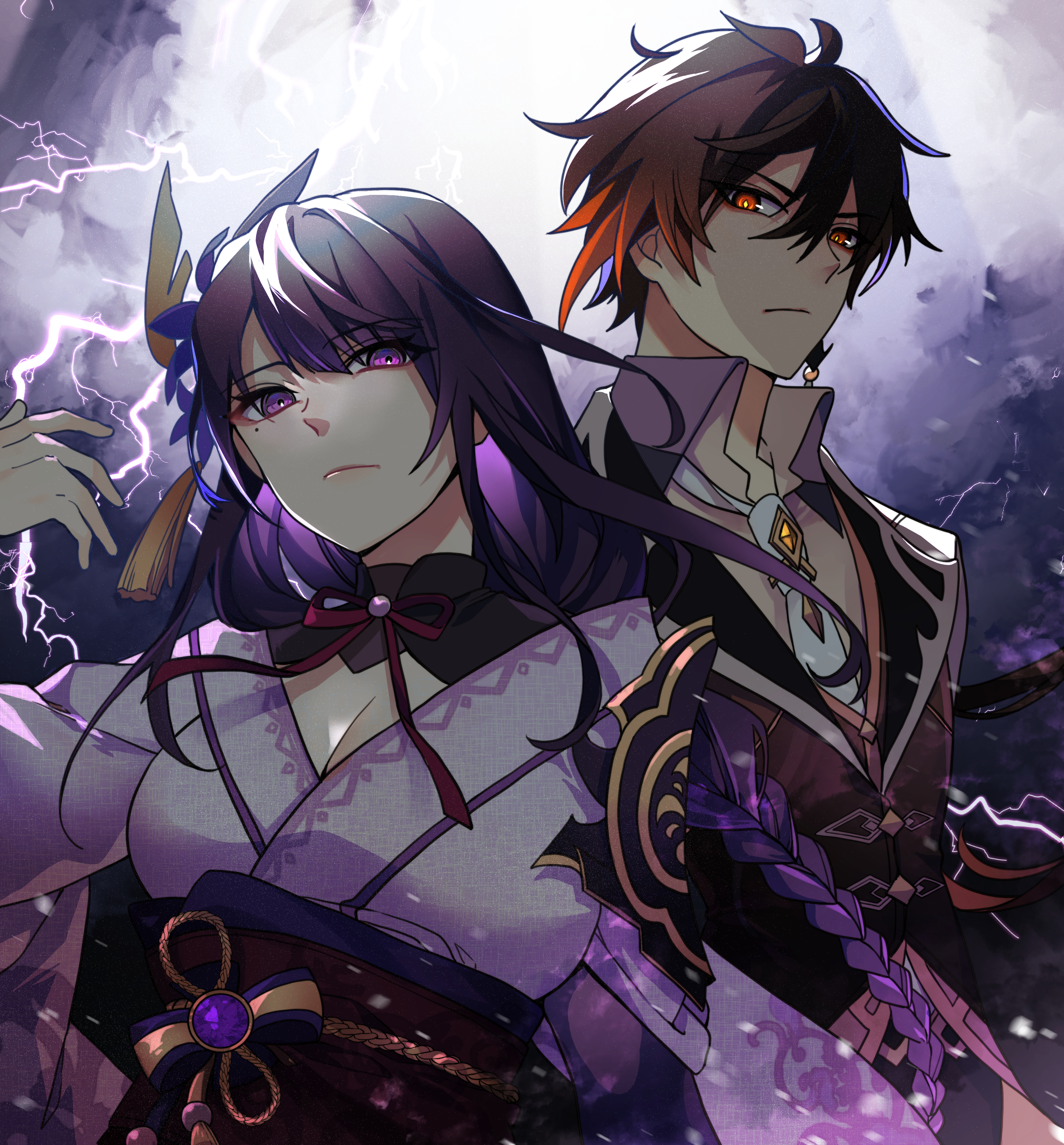 Raiden Shogun And Zhongli Genshin Impact Drawn By Hmkang07 Danbooru