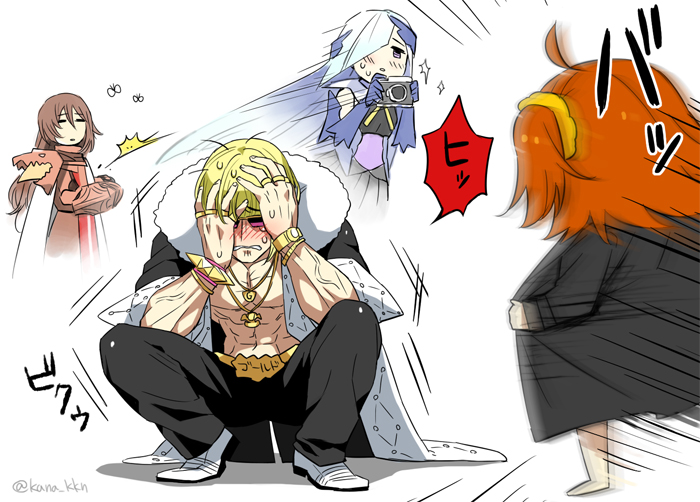 fujimaru ritsuka, sakata kintoki, brynhild, and georgios (fate and 3 more) drawn by kaidou_j1