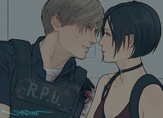 leon s. kennedy and ada wong (resident evil and 1 more) drawn by sardine_(kjr0313)