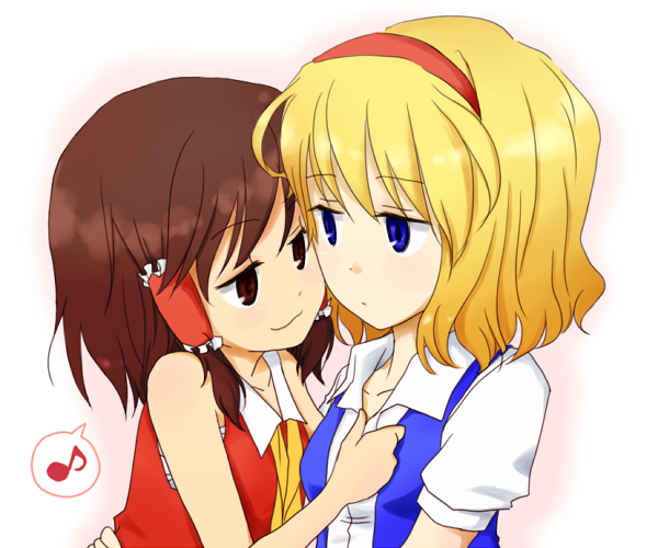 hakurei reimu and alice margatroid (touhou) drawn by akaharu
