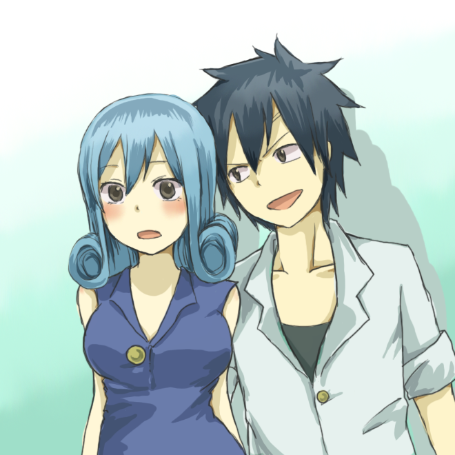 juvia lockser and gray fullbuster (fairy tail) drawn by erinan
