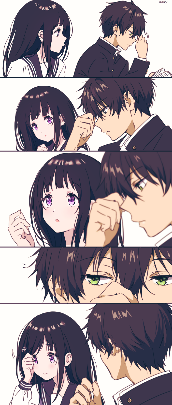 chitanda eru and oreki houtarou (hyouka) drawn by mery_(yangmalgage)