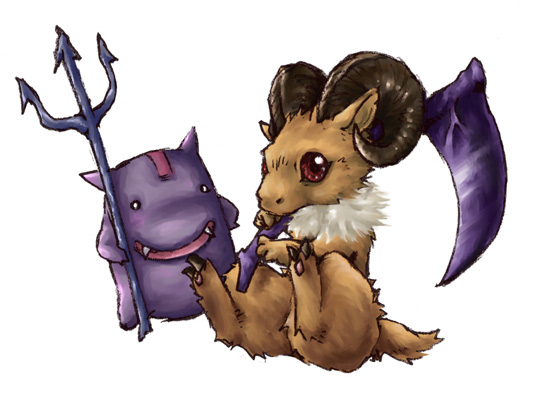 deviruchi and baphomet jr (ragnarok online) drawn by 47lgm