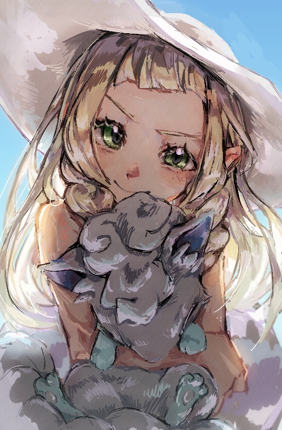lillie and alolan vulpix (pokemon and 1 more) drawn by akebwanwan