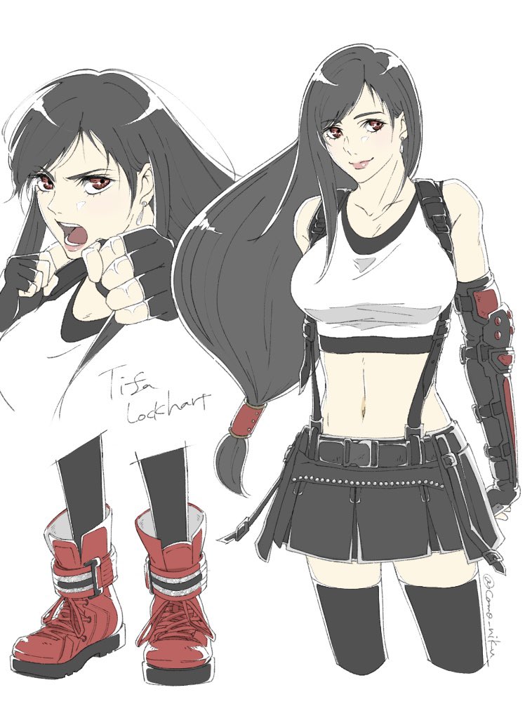 tifa lockhart (final fantasy and 2 more) drawn by camo_niku