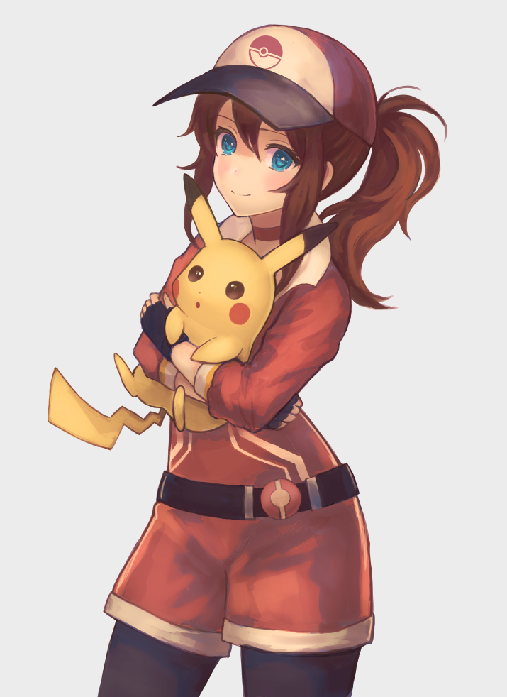 pikachu and female protagonist (pokemon and 1 more) drawn by okakan