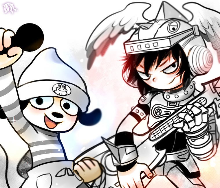 parappa, gitaroo man, and u-1 (parappa the rapper and 1 more) drawn by dierabbit