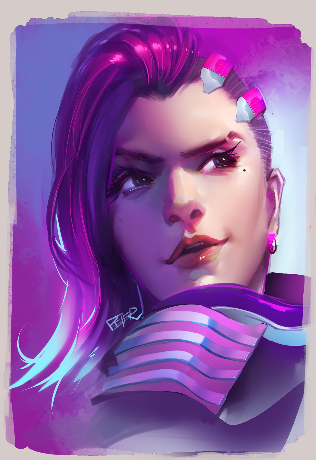 sombra (overwatch and 1 more) drawn by peter_xiao