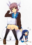 nagato yuki, asakura ryoko, and achakura (suzumiya haruhi no yuuutsu and 1 more)