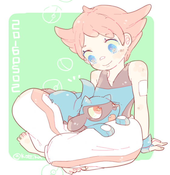 riolu and maylene (pokemon and 1 more) drawn by katiko