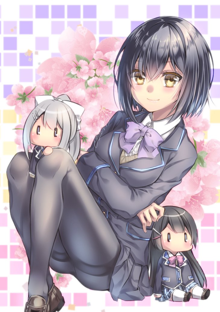 tsukino mito, higuchi kaede, and shizuka rin (nijisanji) drawn by yuihira_asu