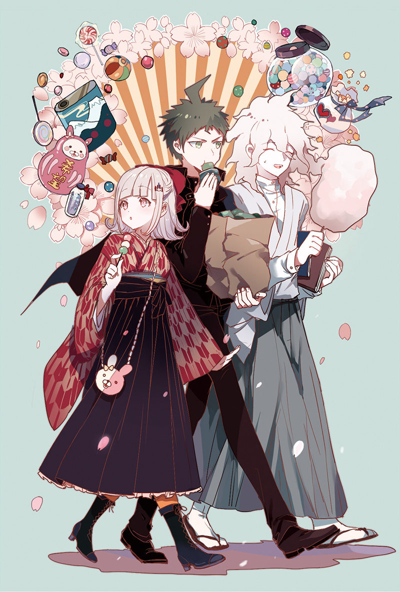 nanami chiaki, komaeda nagito, hinata hajime, and monomi (danganronpa and 2 more) drawn by shell_(shell518)