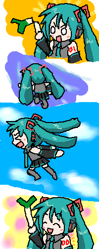 hatsune miku (vocaloid and 1 more) drawn by agedamaudon