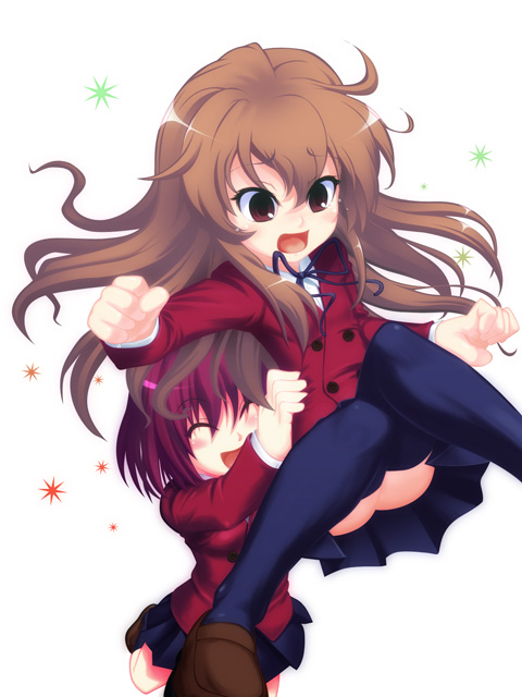 aisaka taiga and kushieda minori (toradora!) drawn by caryo and takeda_yukimura