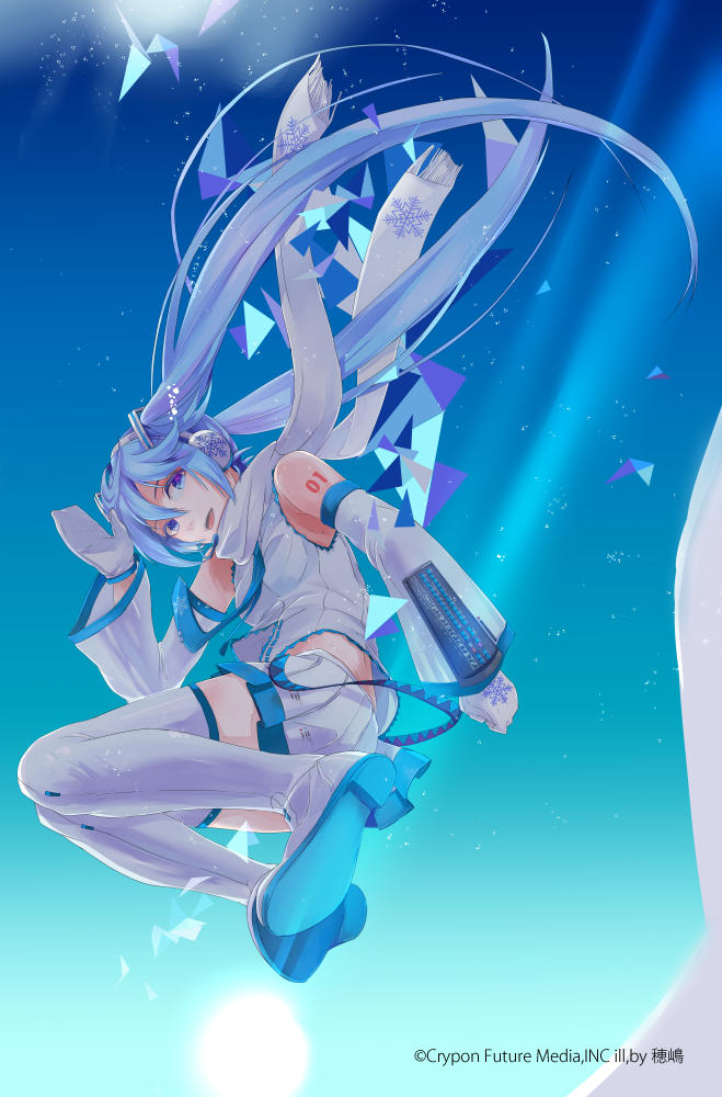 hatsune miku and yuki miku (vocaloid) drawn by hoshima