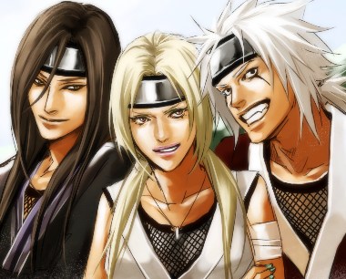 tsunade, orochimaru, and jiraiya (naruto) drawn by lily_(artist)