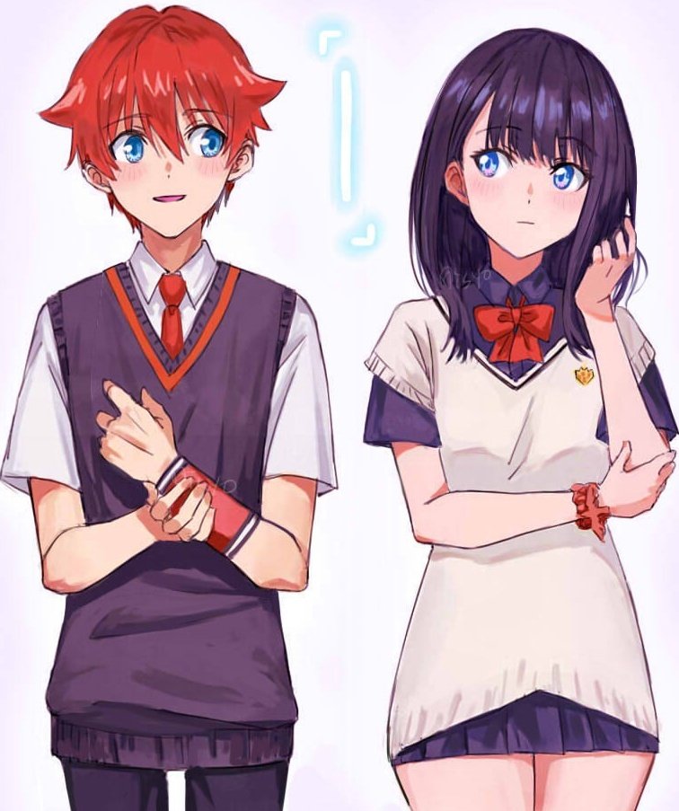 takarada rikka and hibiki yuuta (gridman universe) drawn by risyo