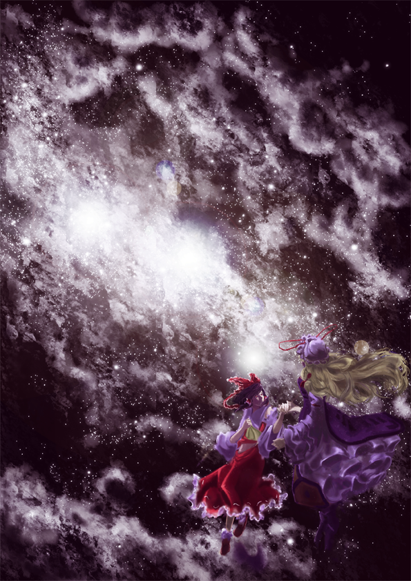 hakurei reimu and yakumo yukari (touhou) drawn by yange