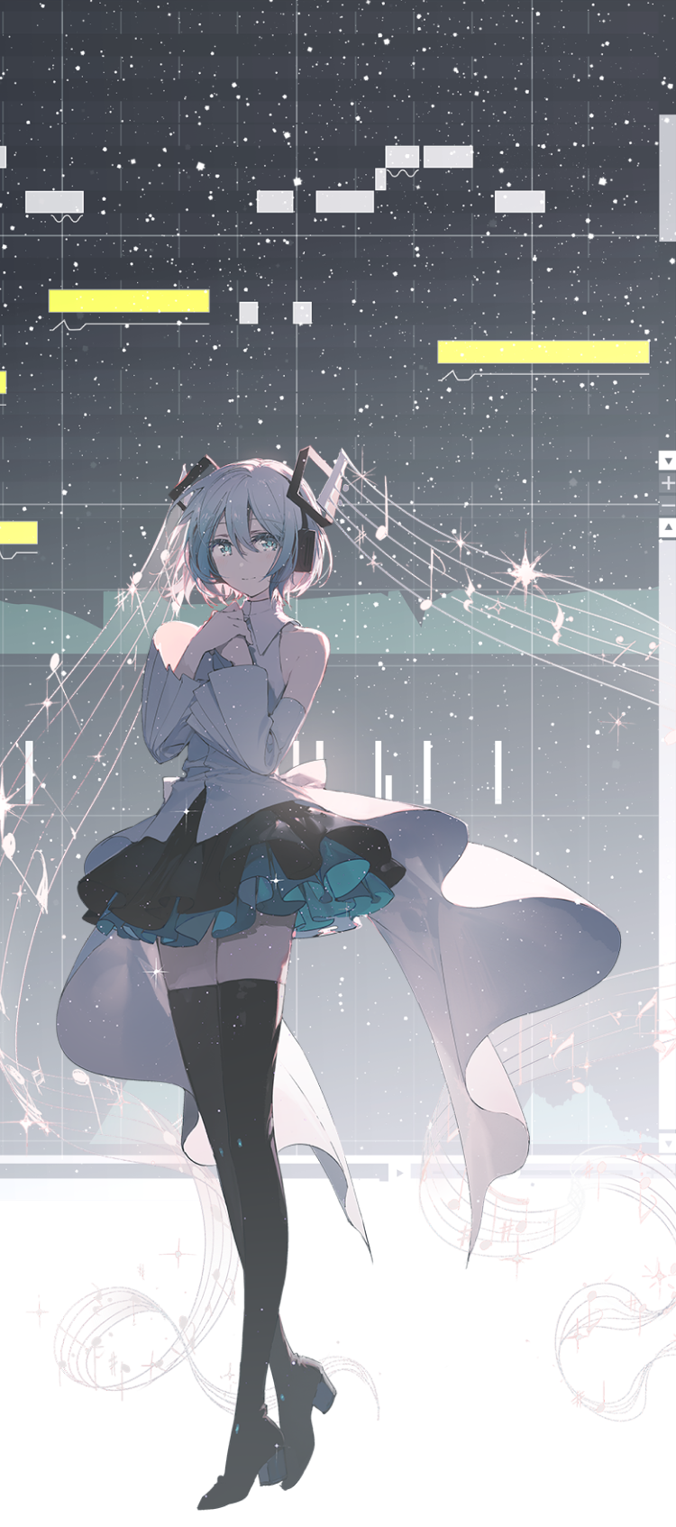 hatsune miku (vocaloid and 1 more) drawn by rella