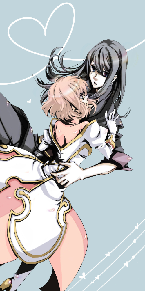 yuri lowell and estellise sidos heurassein (tales of and 1 more) drawn by kmikan