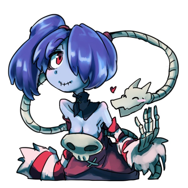 squigly and leviathan (skullgirls) drawn by ifelt_(tamaki_zutama)
