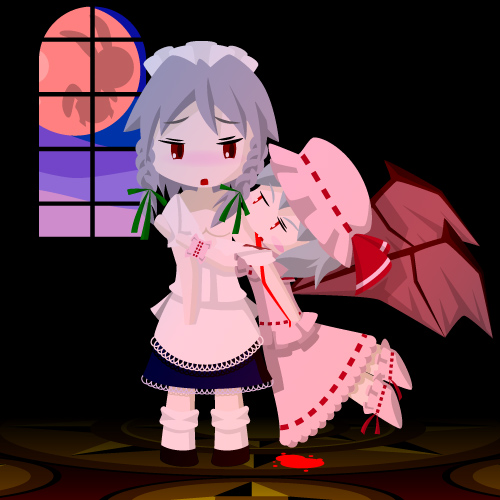 remilia scarlet and izayoi sakuya (touhou) drawn by moco_(axion_channel)