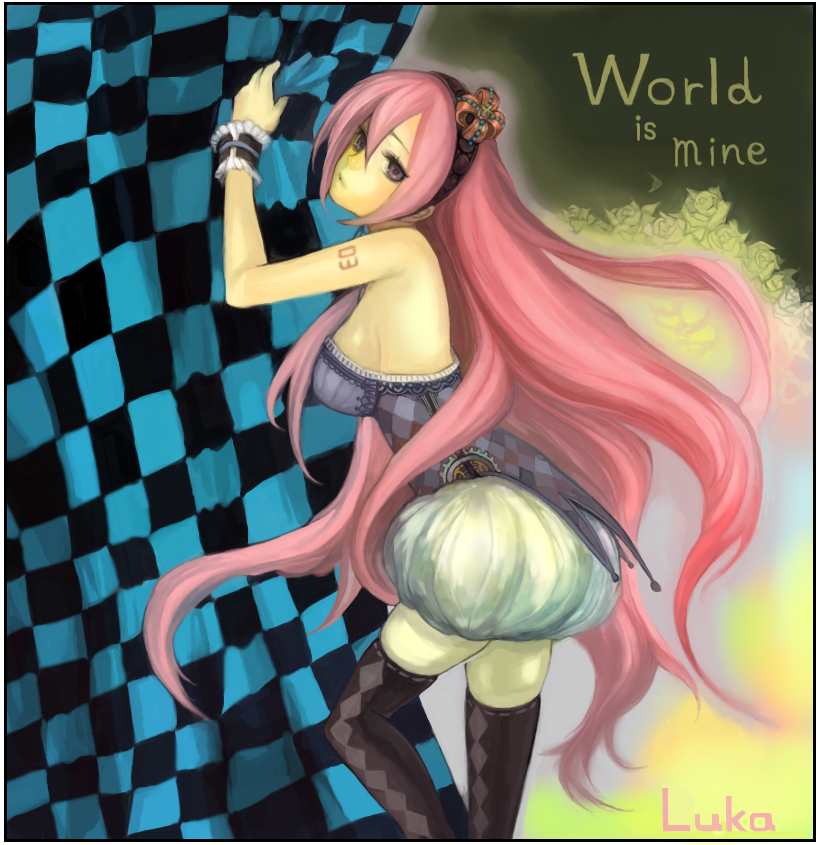 megurine luka (vocaloid and 1 more) drawn by tcb