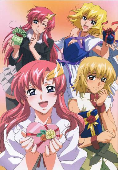 cagalli yula athha, lacus clyne, meer campbell, and stellar loussier (gundam and 2 more)
