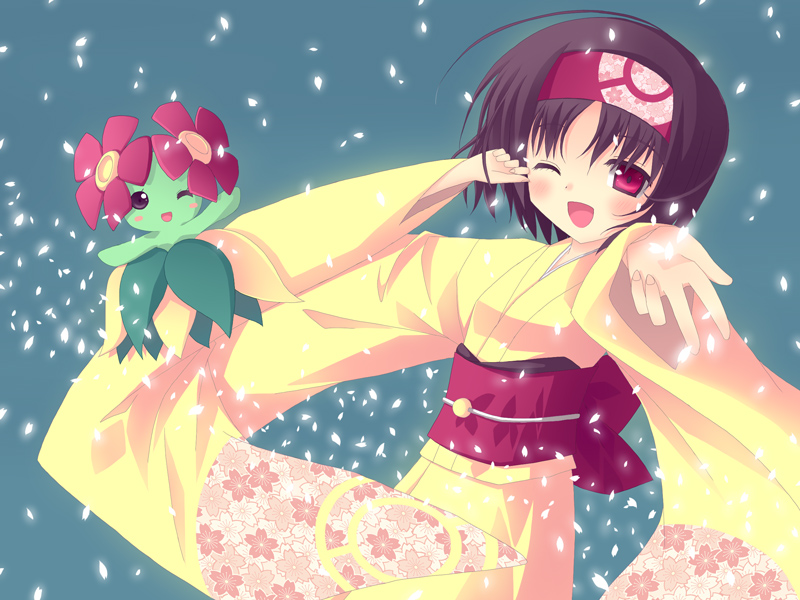 erika and bellossom (pokemon and 1 more) drawn by ski_(sakai_farbe)