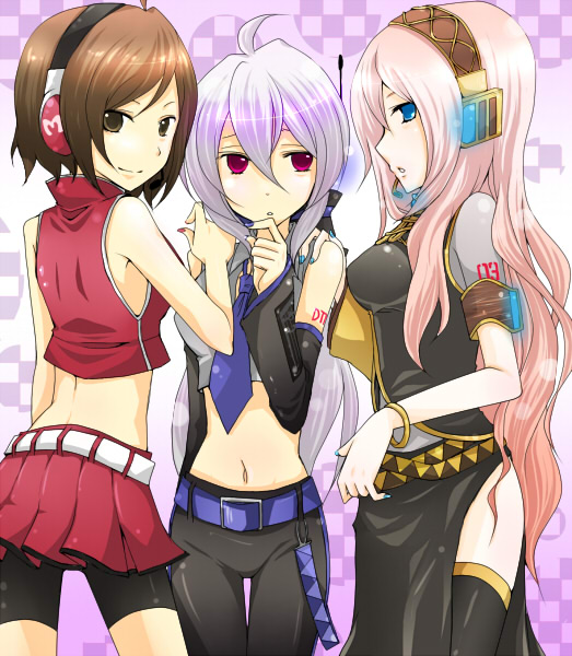megurine luka, meiko, and yowane haku (vocaloid and 1 more) drawn by ichika_(rainyrainy)