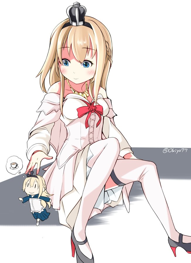 fairy, warspite, and qf 2-pounder octuple pom-pom gun mount (kantai collection) drawn by okitarou_(okiyo)