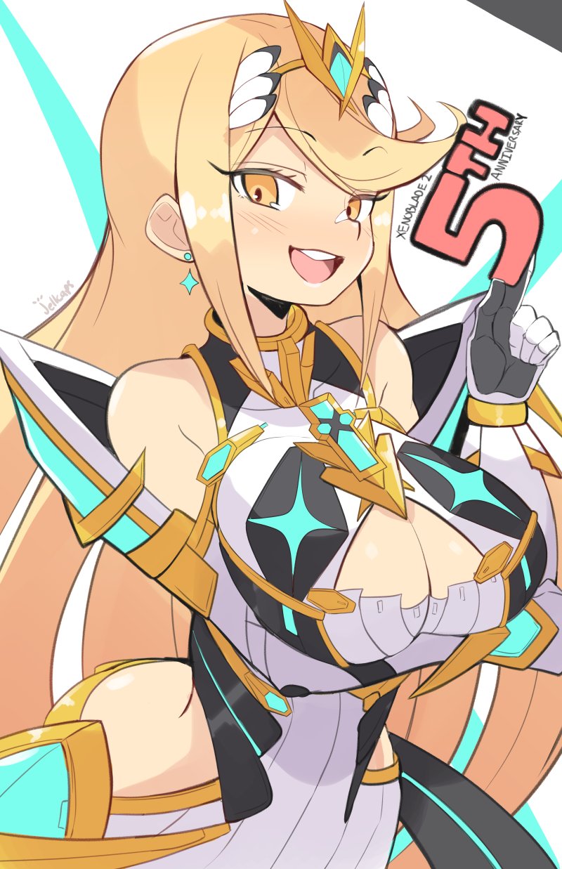 mythra (xenoblade chronicles and 1 more) drawn by jellcaps