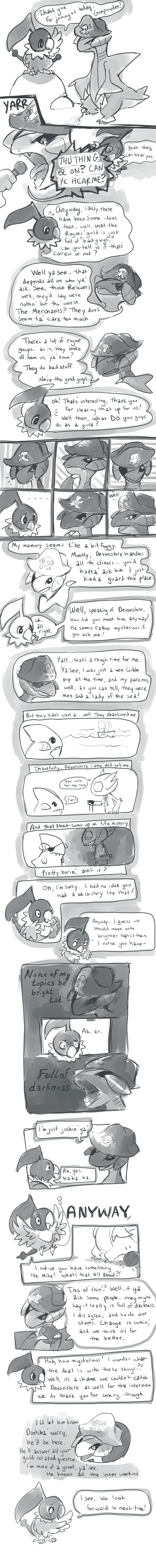 sableye, gible, chatot, gabite, devonshire, and 1 more (pokemon and 1 more) drawn by glitchedpuppet