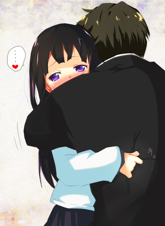 chitanda eru and oreki houtarou (hyouka) drawn by sachou
