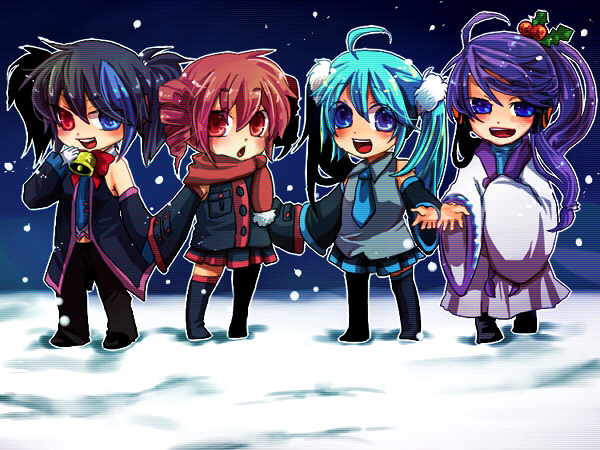 hatsune miku, kasane teto, kamui gakupo, and yokune ruko (vocaloid and 1 more) drawn by ui_(rot)