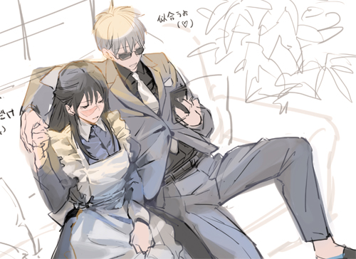 gojou satoru and iori utahime (jujutsu kaisen) drawn by suvin_(mononochi)