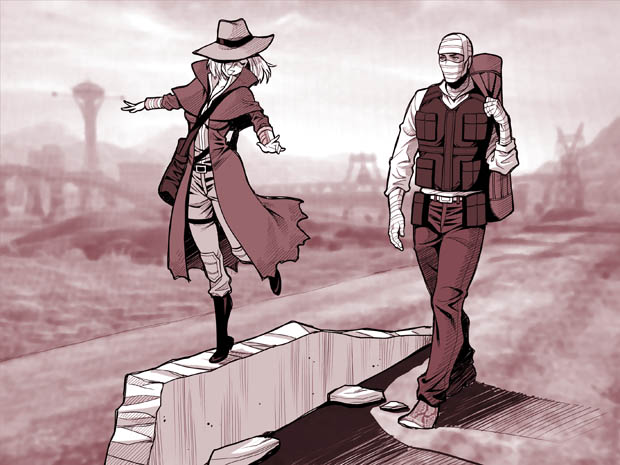 courier and joshua graham (fallout and 1 more) drawn by yukiyanagi